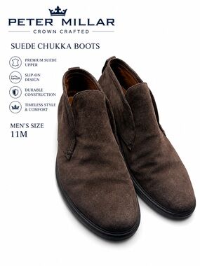 Peter Millar Crown Crafted Brown Suede Chukka Boots Men’s 11M
